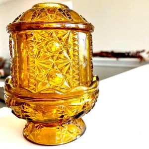 Vintage Indiana Amber Glass Fairy Light
